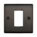 Dark bronze metal wall plate with a central cutout on a white background