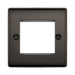 Square black metal frame with two screws on a white background