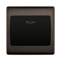 Black rectangular switch with metallic frame on a white background