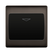 Black rectangular switch with metallic frame on a white background