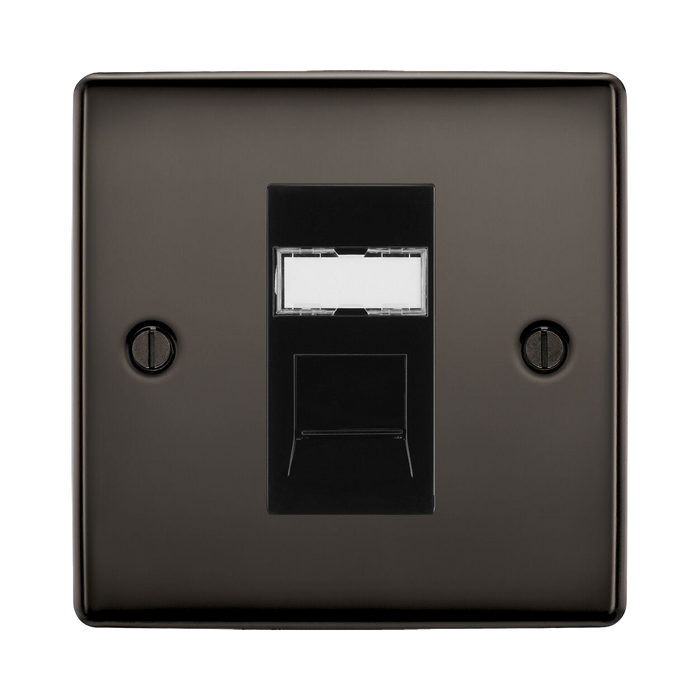 BG Nexus Metal Black Nickel RJ45 Cat6A Data Outlet NBNRJ4516AB Available from RS Electrical Supplies