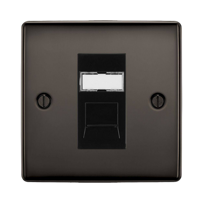 BG Nexus Metal Black Nickel RJ45 Cat6 Data Outlet NBNRJ4516B Available from RS Electrical Supplies