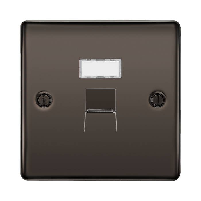 BG Nexus Metal Black Nickel RJ45 Cat5E Data Outlet NBNRJ451B Available from RS Electrical Supplies