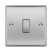 Metallic light switch on a white background