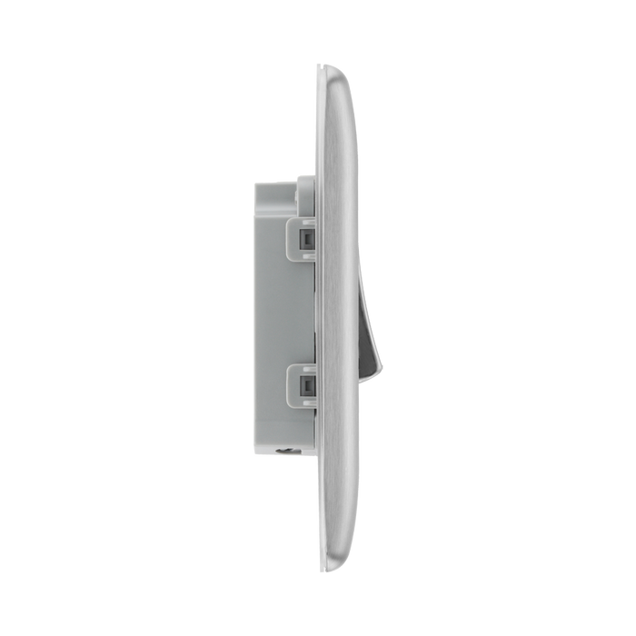 Metallic light switch on a white background profile