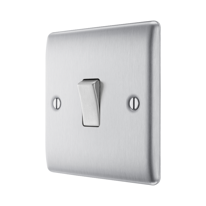 Metallic light switch on a white background side