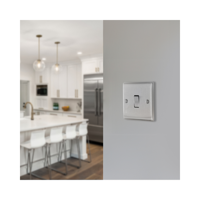 BG Nexus Metal Brushed Steel Intermediate Light Switch NBS13