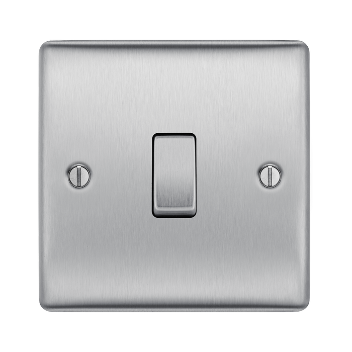 Metallic light switch on a white background