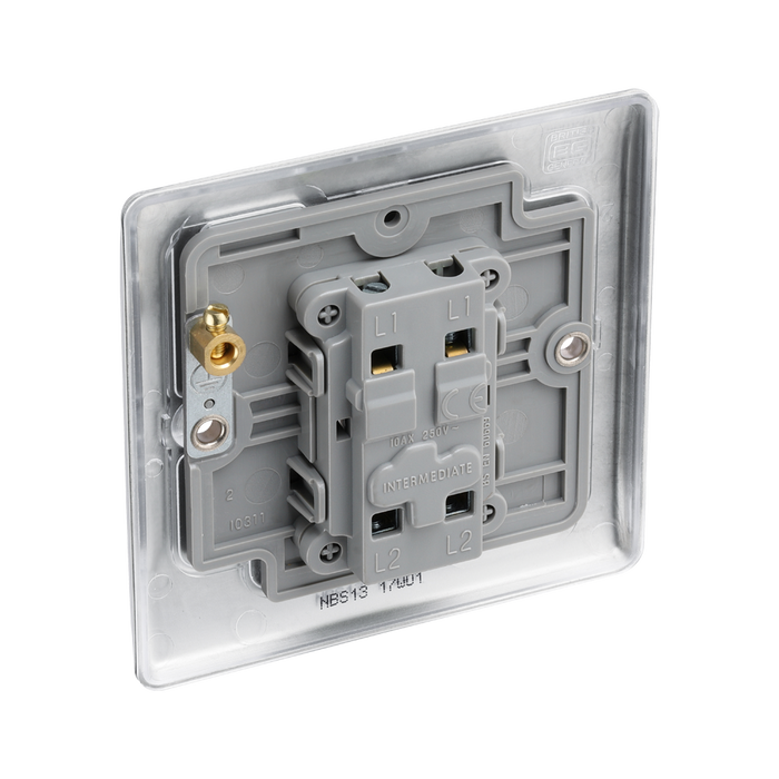 BG Nexus Metal Brushed Steel Intermediate Light Switch NBS13