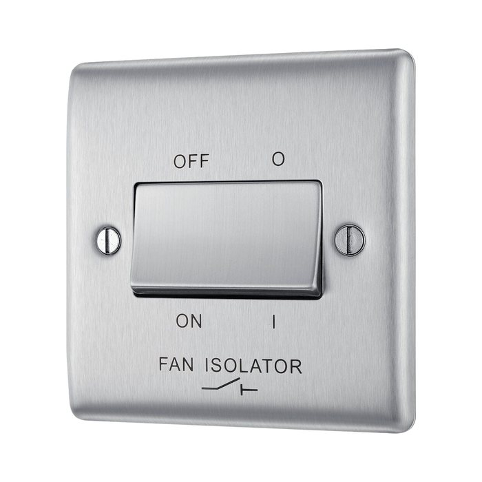 BG Nexus Metal Brushed Steel Fan Isolator Switch