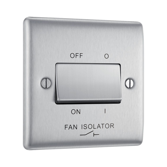 BG Nexus Metal Brushed Steel Fan Isolator Switch
