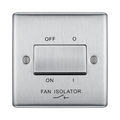 Metallic fan isolator switch on a white background