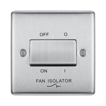 BG Nexus Metal Brushed Steel Fan Isolator Switch NBS15