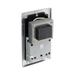 Metallic wall socket with shaver outlet on a white background back