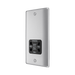 Metallic wall socket with shaver outlet on a white background side