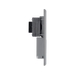 Metallic wall outlet with shaver socket label on a white background profile