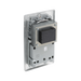 Metallic wall outlet with shaver socket label on a white background back