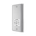Metallic wall socket with shaver outlet label on a white background side