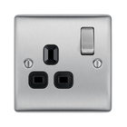 BG Nexus Metal Brushed Steel 13A Single Socket NBS21B