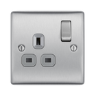 BG Nexus Metal Brushed Steel 13A Single Socket NBS21G