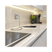 Metallic electrical switch with USB and socket outlets on a white background kitchen setting