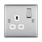 BG Nexus Metal Brushed Steel 13A Single Socket NBS21W