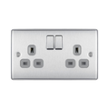 BG Nexus Metal Brushed Steel 13A Double Socket 10 Pack NBS22G Available from RS Electrical Supplies