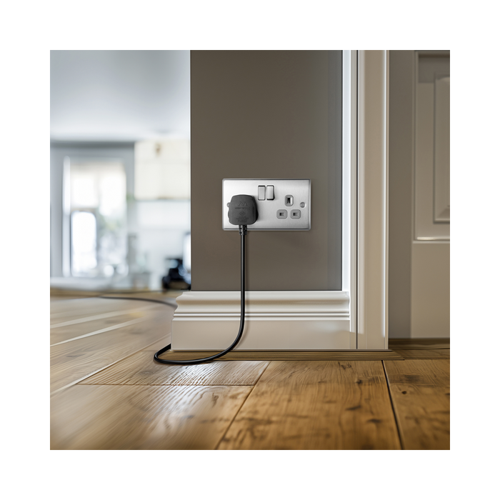 BG Nexus Metal Brushed Steel 13A Double Socket NBS22G