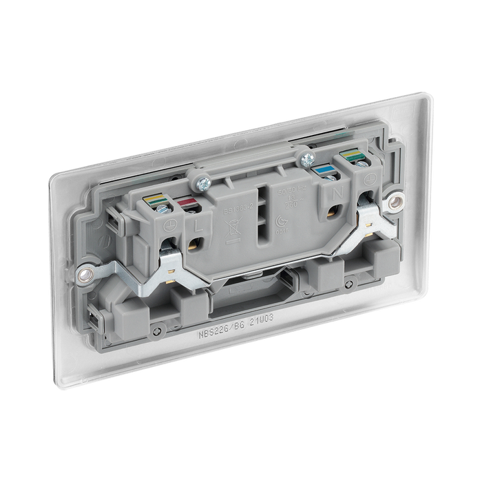 BG Nexus Metal Brushed Steel 13A Double Socket NBS22G