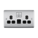 BG Nexus Metal Brushed Steel 13A Double USB Socket with 12W A+C Ports NBS22UAC12B Available from RS Electrical Supplies