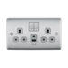 BG Nexus Metal Brushed Steel 13A Double USB Socket with 12W A+C Ports NBS22UAC12G Available from RS Electrical Supplies