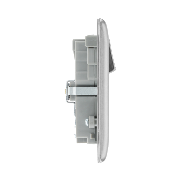 BG Nexus Metal Brushed Steel 13A Double USB Socket with 22W A+C Ports NBS22UAC22G