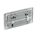 Silver electrical socket with multiple outlets and USB ports on a white background back
