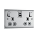 BG Nexus Metal Brushed Steel 13A Double USB Socket with 30W A+C Ports NBS22UAC30G Available from RS Electrical Supplies