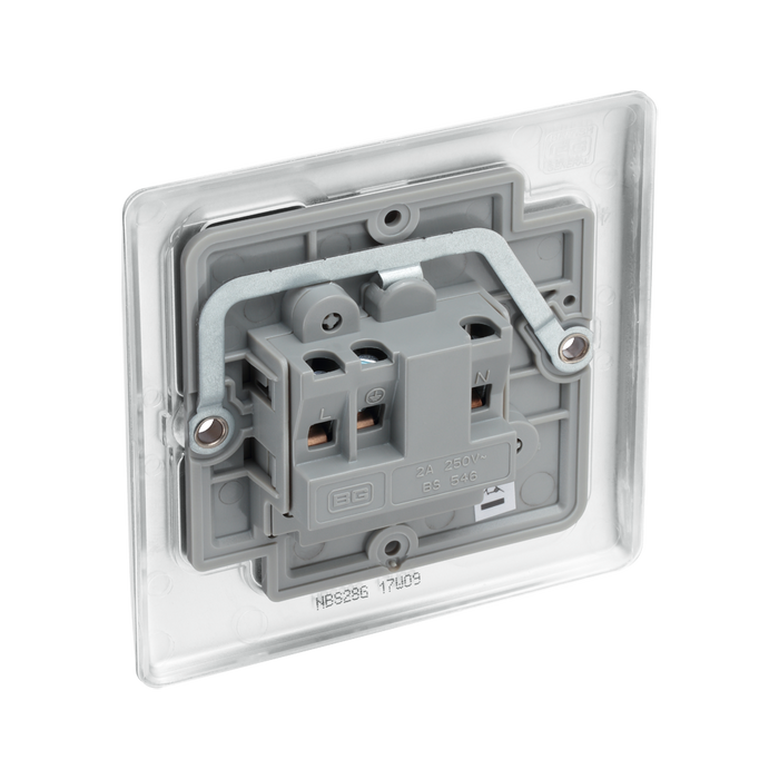 Metallic electrical socket on a white background back