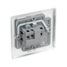 Metallic electrical socket on a white background back