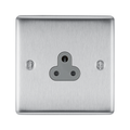 Metallic electrical socket on a white background