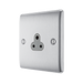 Metallic electrical socket on a white background side