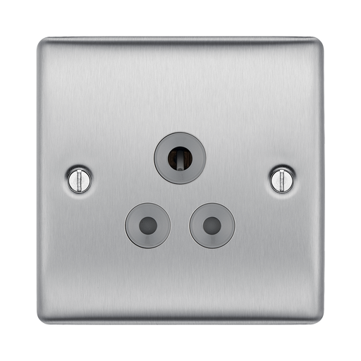 BG Nexus Metal Brushed Steel 5A Unswitched Socket NBS29G Available from RS Electrical Supplies