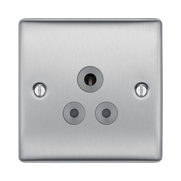 BG Nexus Metal Brushed Steel 5A Unswitched Socket NBS29G Available from RS Electrical Supplies