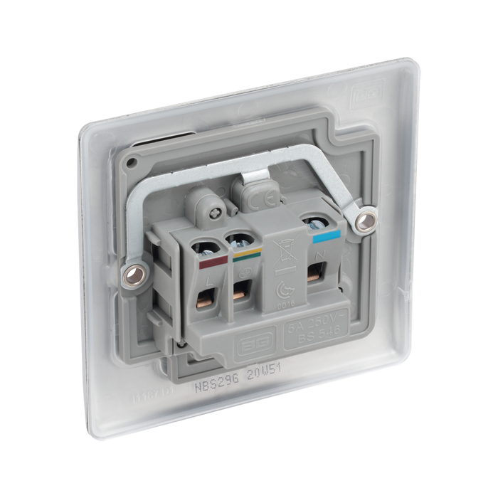 Metallic electrical socket with three sockets on a white background back