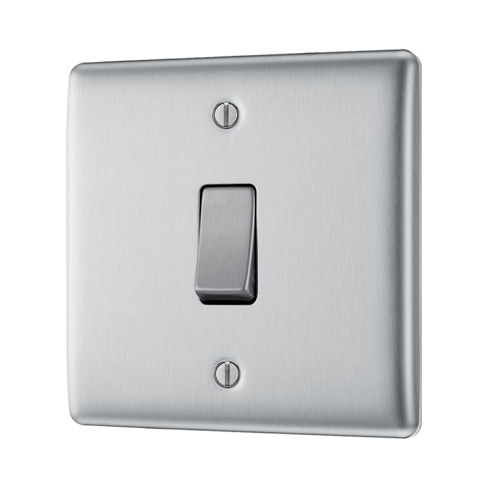 Metallic light switch on a white background profile