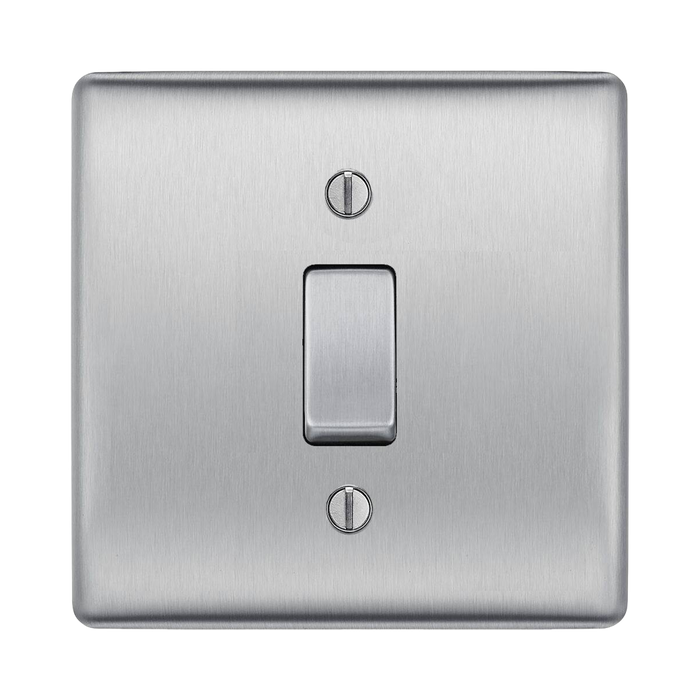 BG Nexus Metal Brushed Steel 20A Double Pole Switch NBS30 Available from RS Electrical Supplies