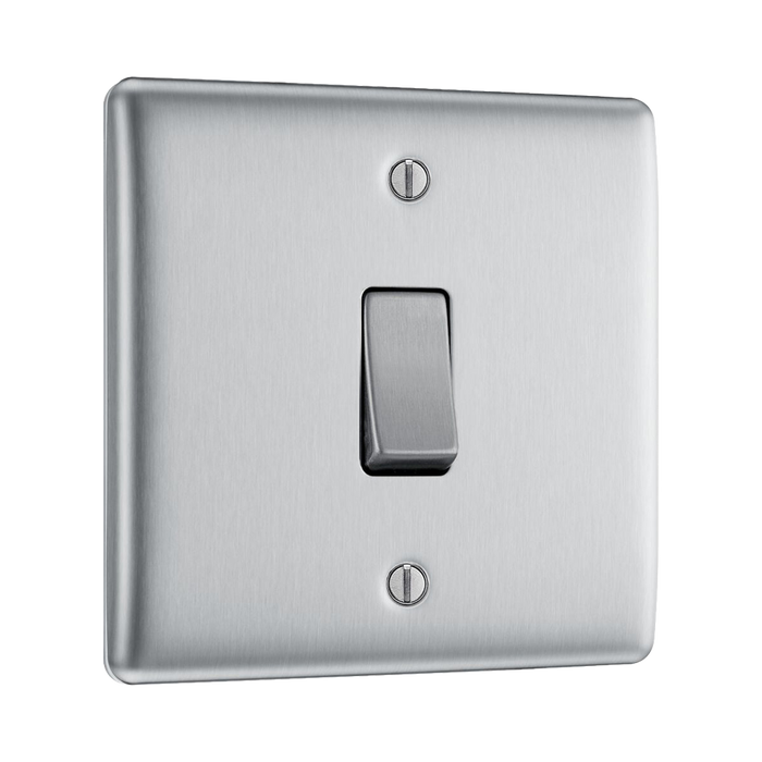 Metallic light switch on a white background side