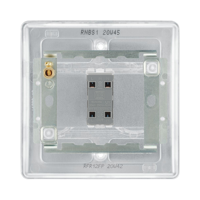 Metallic light switch on a white background living room setting