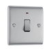 BG Nexus Metal Brushed Steel 20A Double Pole Switch with Neon NBS31 – angled front view