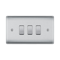 BG Nexus Metal Brushed Steel 3G Intermediate Combination Switch Available from RS Electrical Supplies
