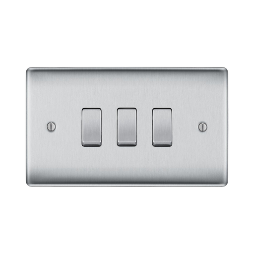 BG Nexus Metal Brushed Steel 3G Intermediate Combination Switch Available from RS Electrical Supplies
