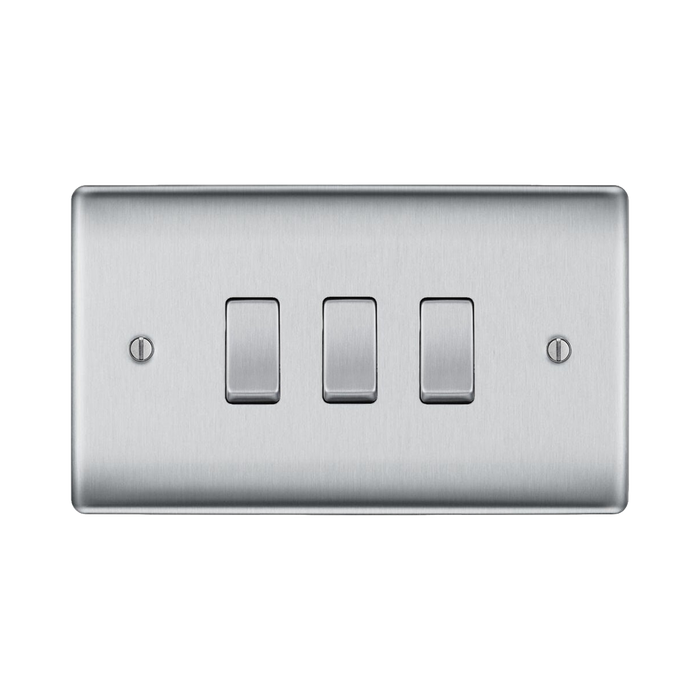 BG Nexus Metal Brushed Steel 3G Intermediate Combination Switch Available from RS Electrical Supplies
