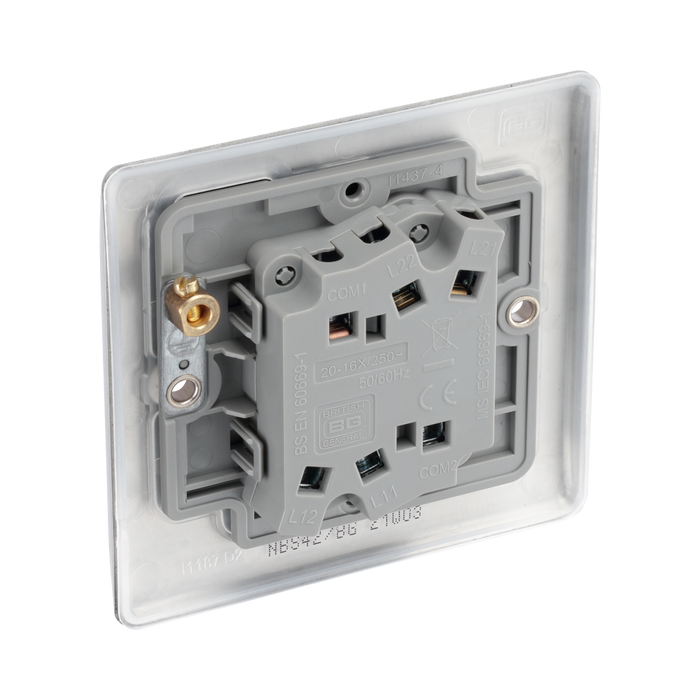 Metallic light switch on a white background back